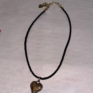 Brighton Black Cord Necklace with Gold Heart Pendant